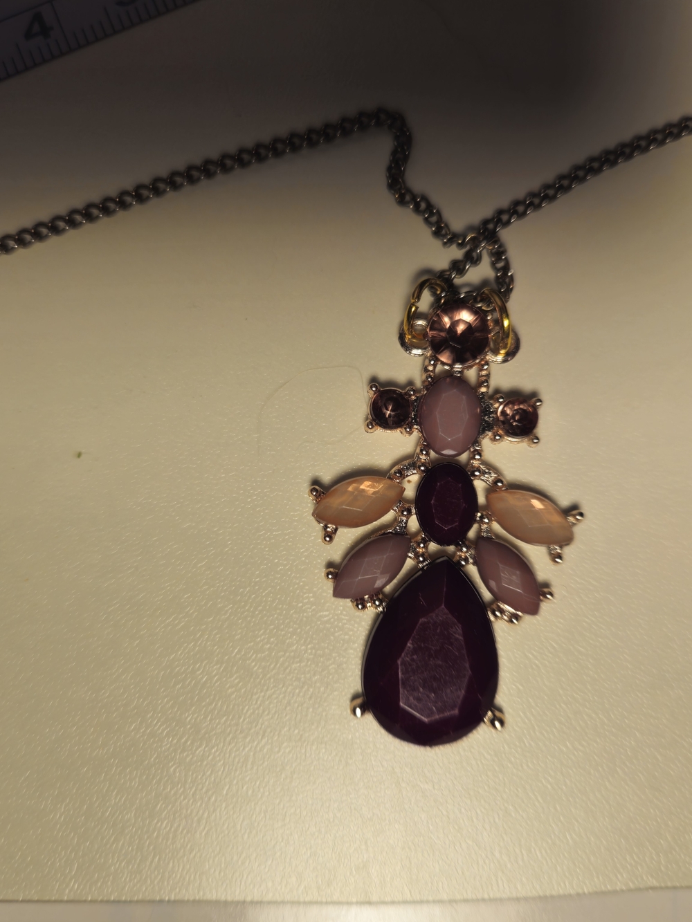 Women's Gold-Tone Pink & Purple Statement Pendant Necklace